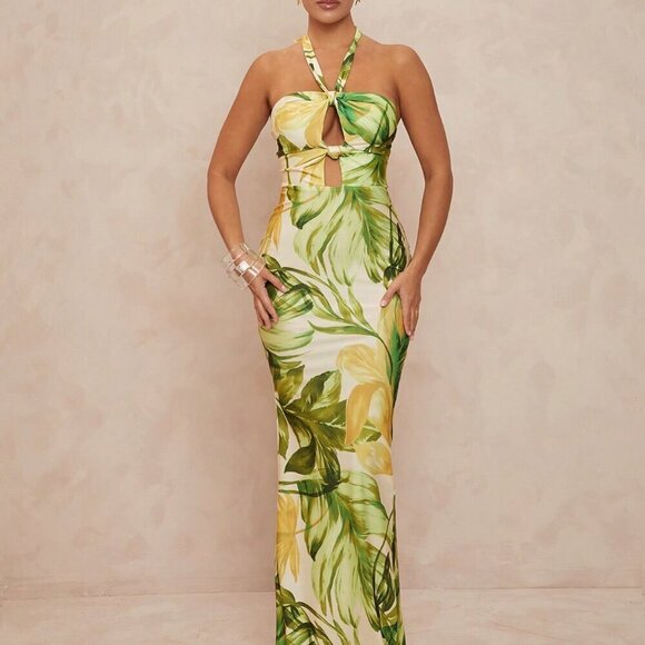 Multicolor Boho Women's Twist Back Bodycon Mermaid Dress - Picture 6 of 8